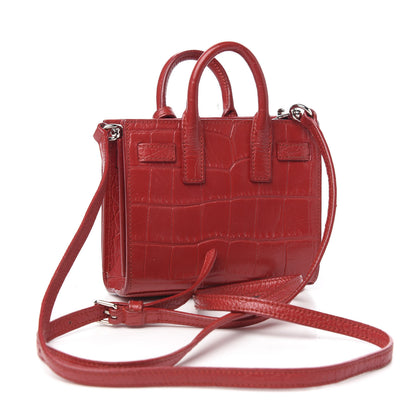 Saint Laurent Calfskin Crocodile Embossed Toy Sac De Jour Red 2 of 11