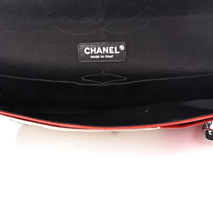 Chanel Lambskin Quilted Colorblock Jumbo Double Flap Black White Red 5 of 19