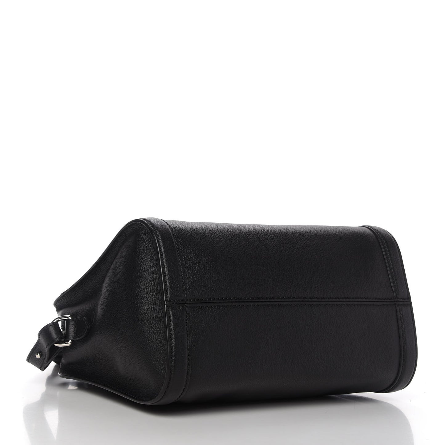 Pebbled Calfskin Small Skull Padlock Zip Around Tote Black