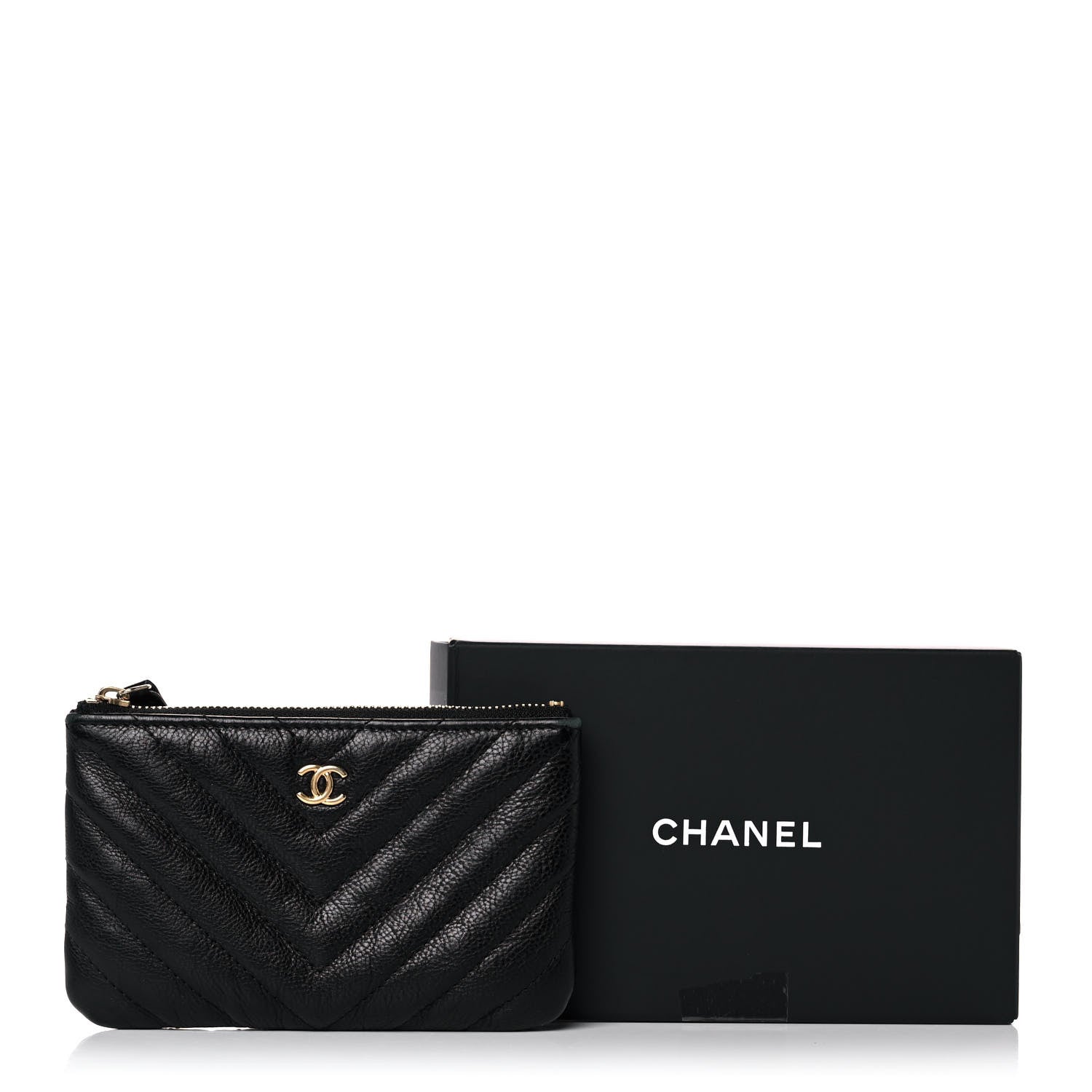 Chanel Crumpled Calfskin Chevron Quilted Small Cosmetic Case Black 11 of 11