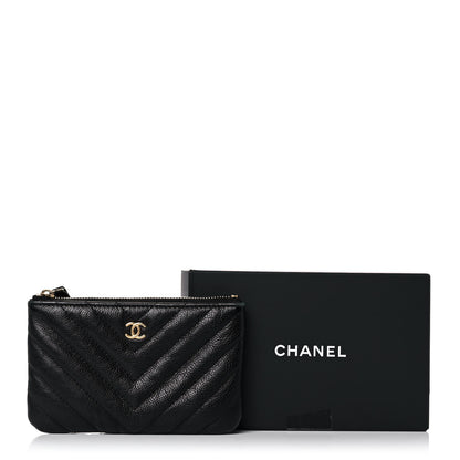 Chanel Crumpled Calfskin Chevron Quilted Small Cosmetic Case Black 11 of 11