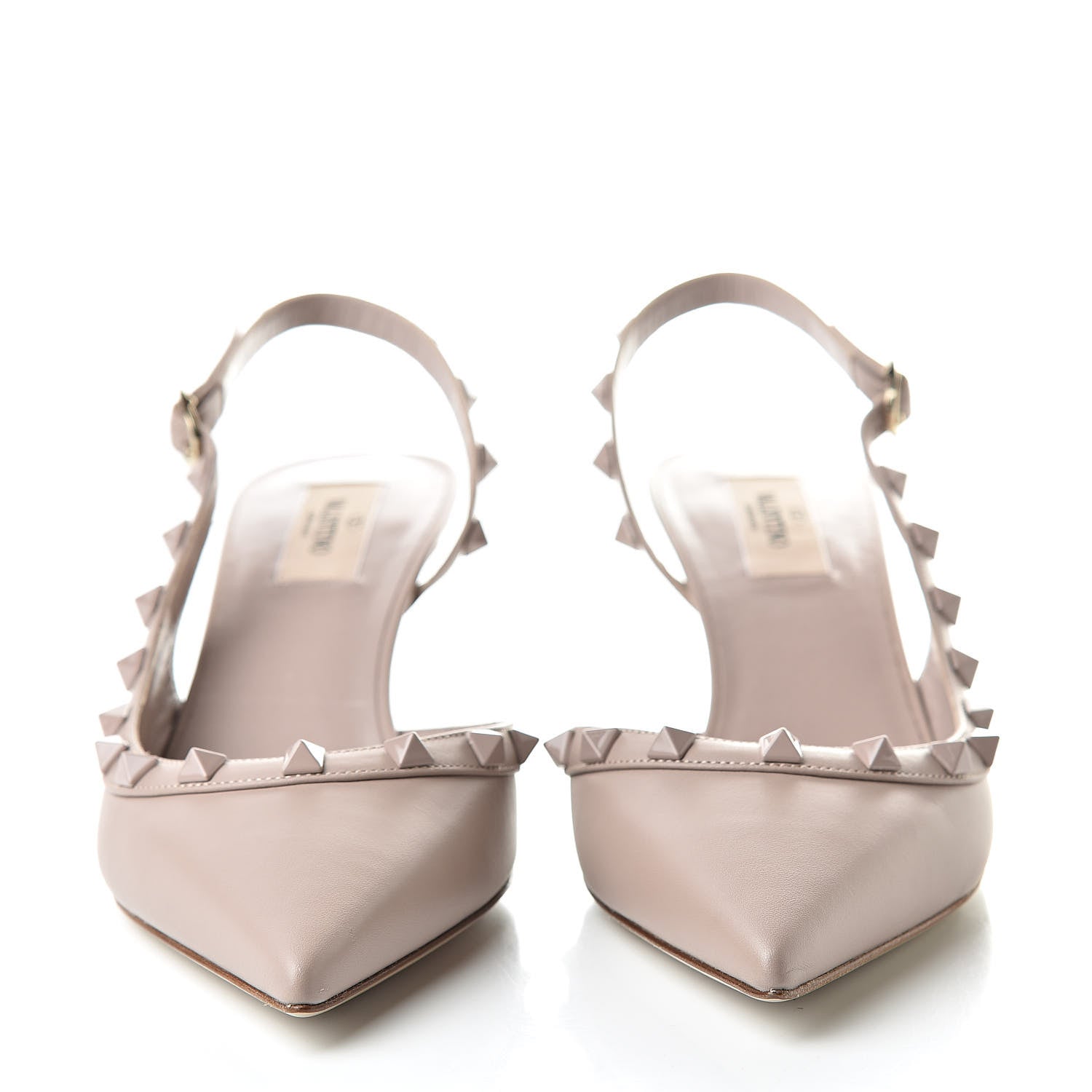 Valentino Garavani Nappa Monochrome Rockstud Half D'Orsay Slingback 50mm Pumps 39 Poudre 2 of 8