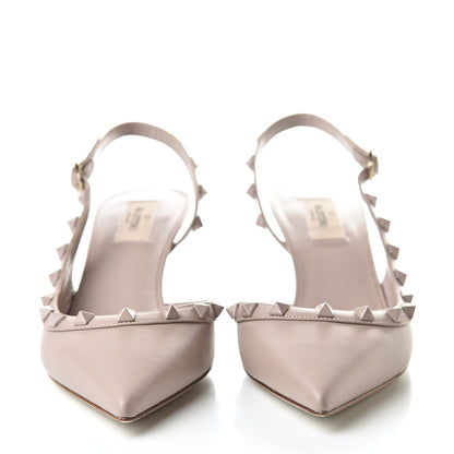 Valentino Garavani Nappa Monochrome Rockstud Half D'Orsay Slingback 50mm Pumps 39 Poudre 2 of 8