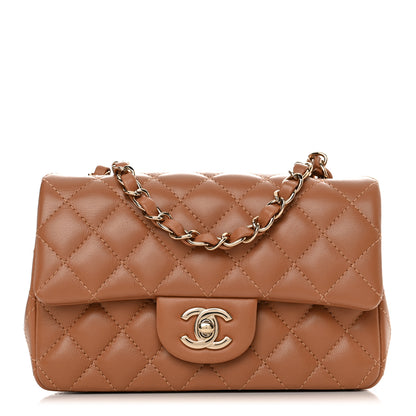 Chanel Lambskin Quilted Mini Rectangular Flap Brown 1 of 11