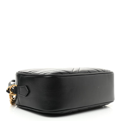 Gucci Calfskin Matelasse Small GG Marmont Chain Shoulder Bag Black 4 of 11