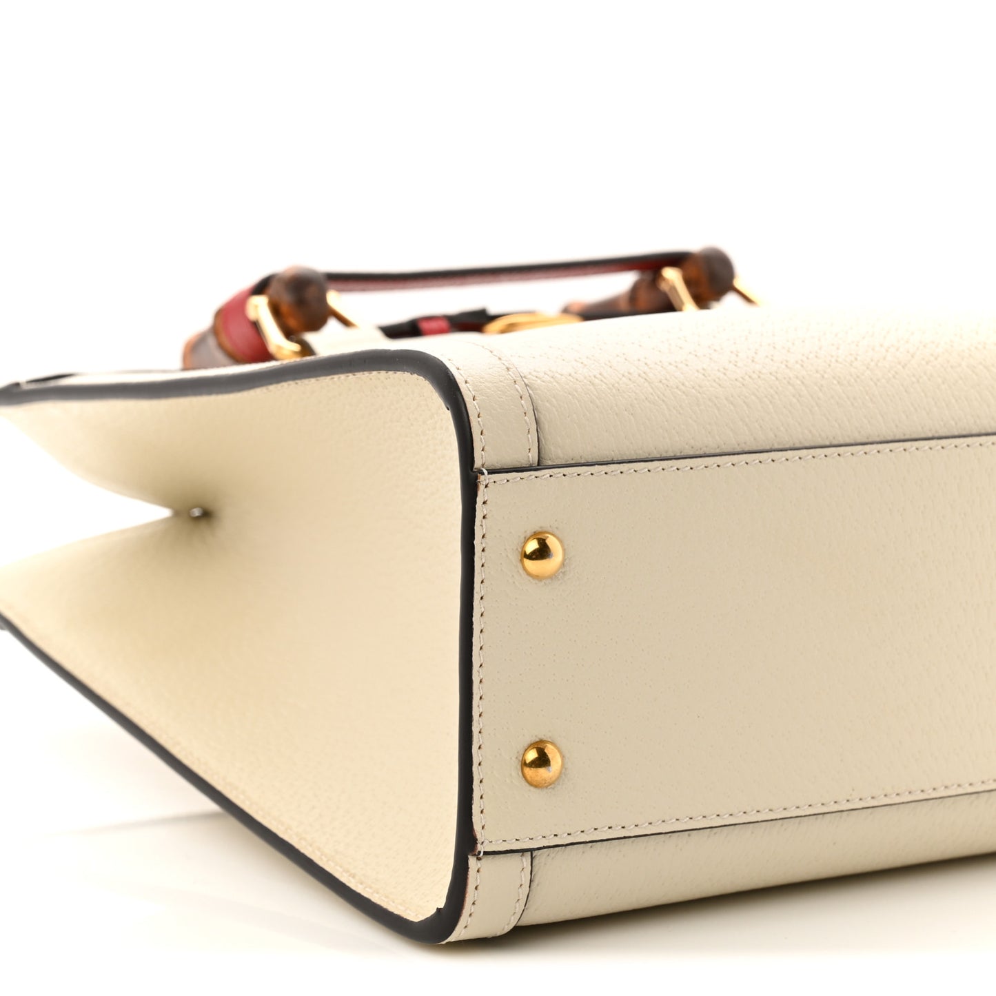 Textured Dollar Calfskin Web Small Diana Tote Bag Mystic White