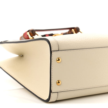 Gucci Textured Dollar Calfskin Web Small Diana Tote Bag Mystic White 9 of 10