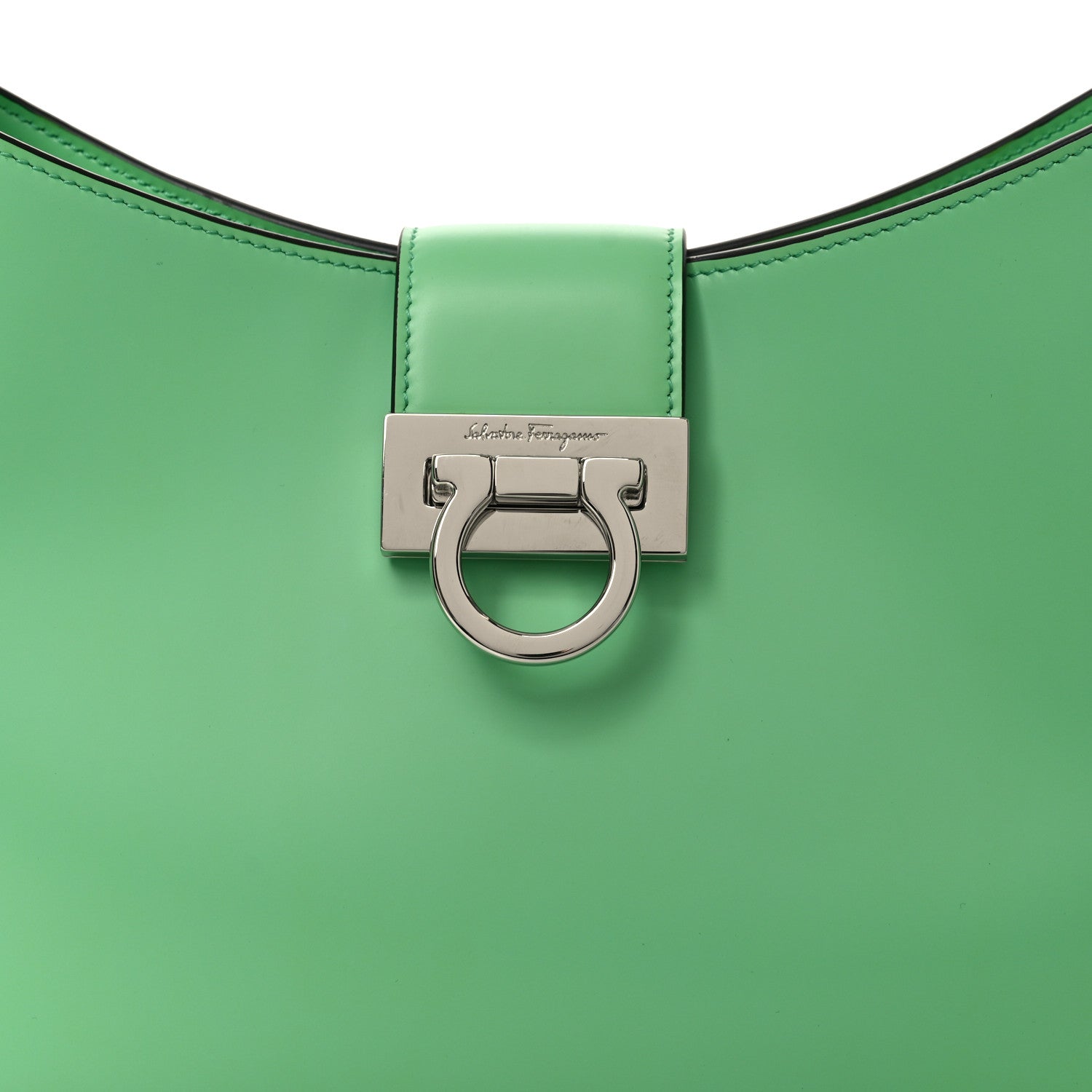Salvatore Ferragamo Calfskin Trifolio Shoulder Bag Light Green 7 of 9