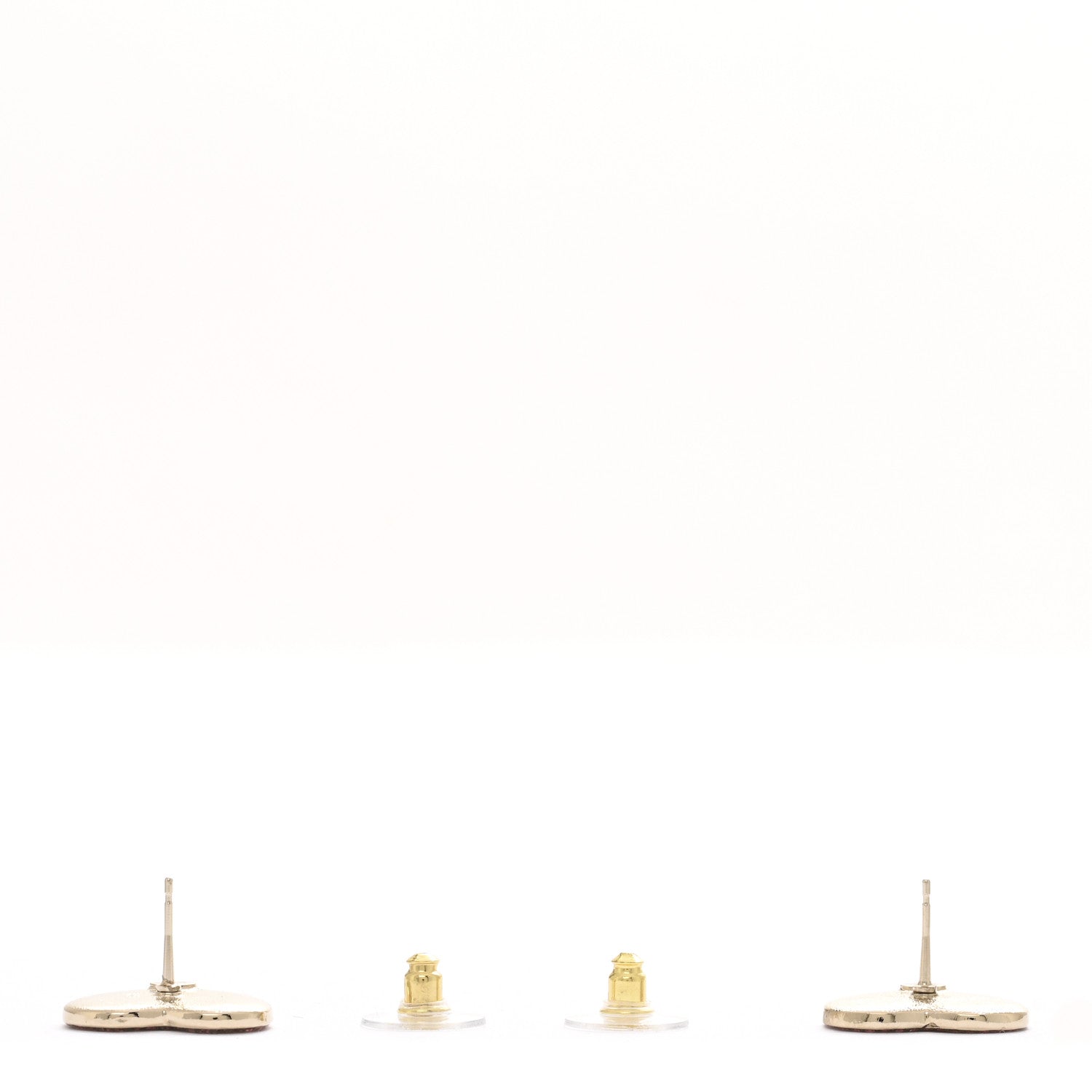 Chanel Resin Crystal CC Heart Earrings Gold Pink 3 of 4