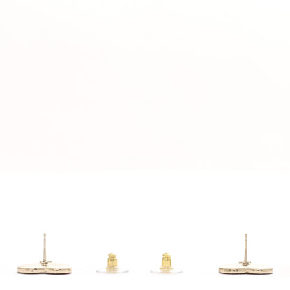 Chanel Resin Crystal CC Heart Earrings Gold Pink 3 of 4