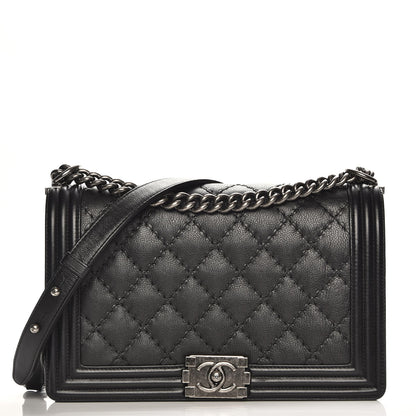 Chanel Calfskin Quilted Double Stitch New Medium Boy Flap Black 1 of 8