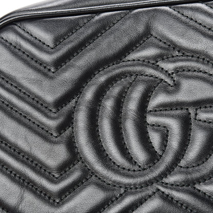 Gucci Calfskin Matelasse Small GG Marmont Chain Shoulder Bag Black 10 of 12