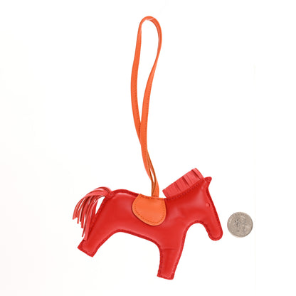 Hermes Milo Lambskin Grigri Rodeo Horse Bag Charm MM Rouge Rose Indien Jaipur Feu 2 of 4