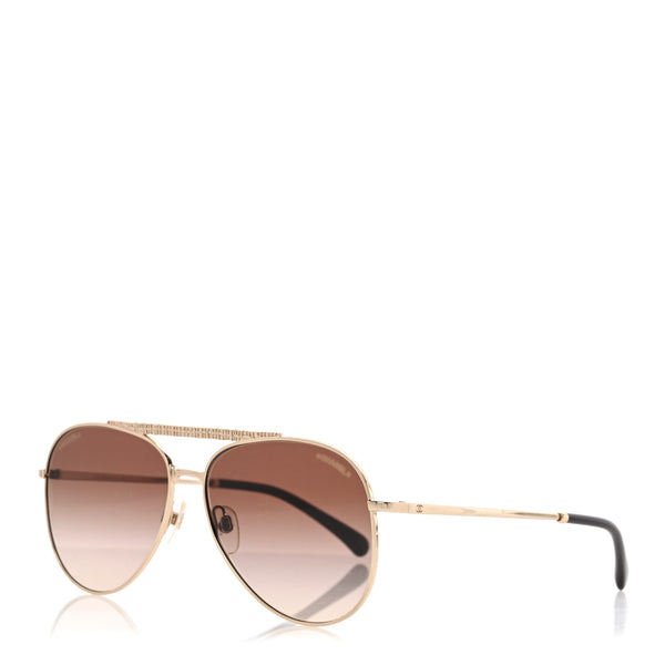 CHANEL ヘアピン Chanel Aviator Metallic Pilot Sunglasses 4231 Gold 1818739