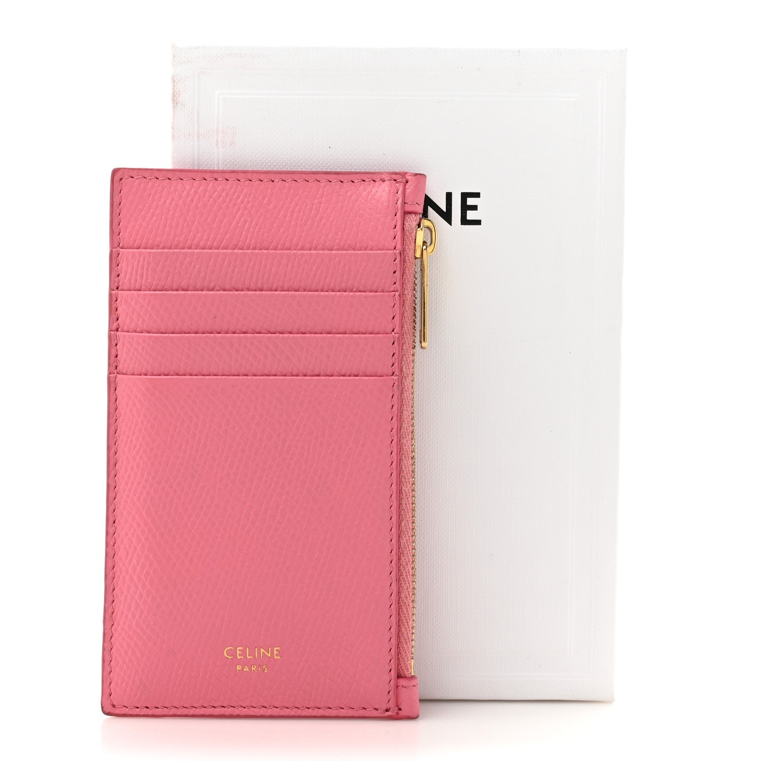 Celine Grained Calfskin Zipped Card Holder Pink 1708860 – FASHIONPHILE