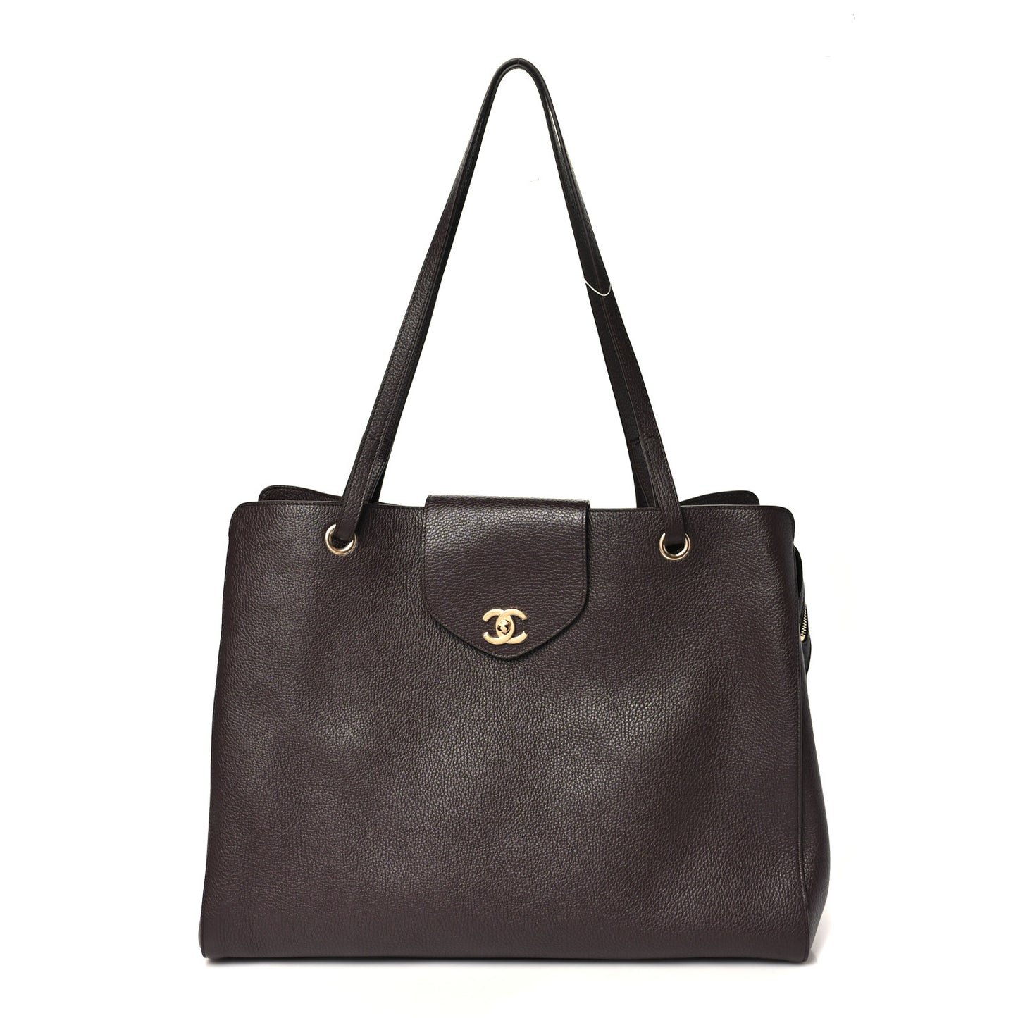 Grained Calfskin Large Shopping Bag Brown