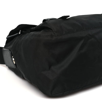Prada Tessuto Nylon Saffiano Double Buckle Messenger Shoulder Bag Black 8 of 9