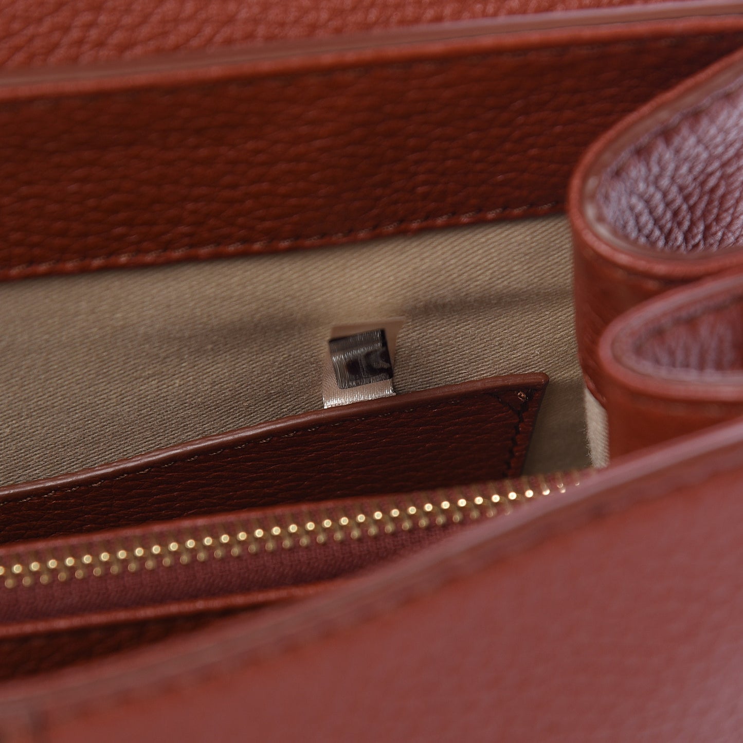 Shiny Grained Calfskin Medium Aby Day Shoulder Bag Sepia Brown
