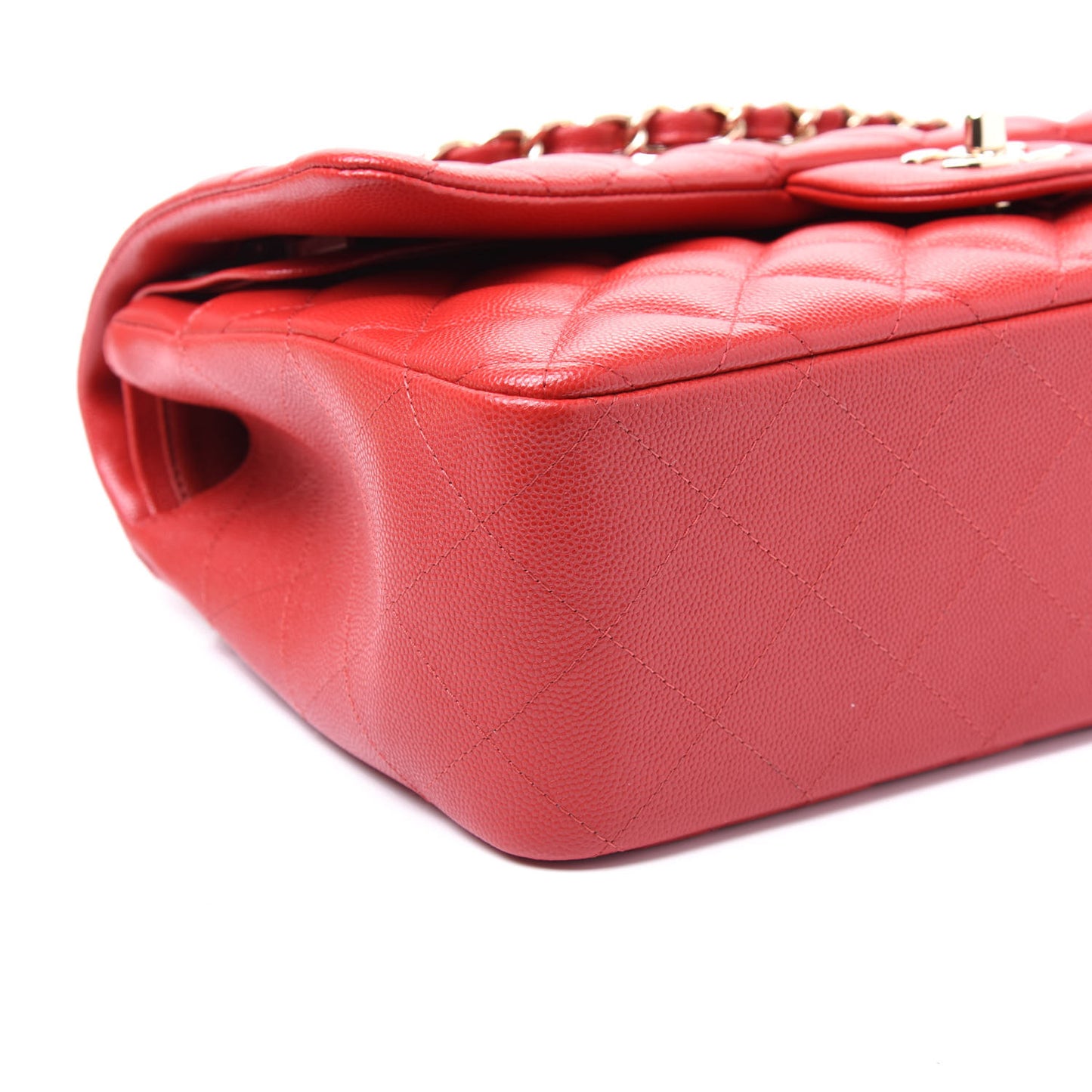 Caviar Quilted Jumbo Double Flap Red