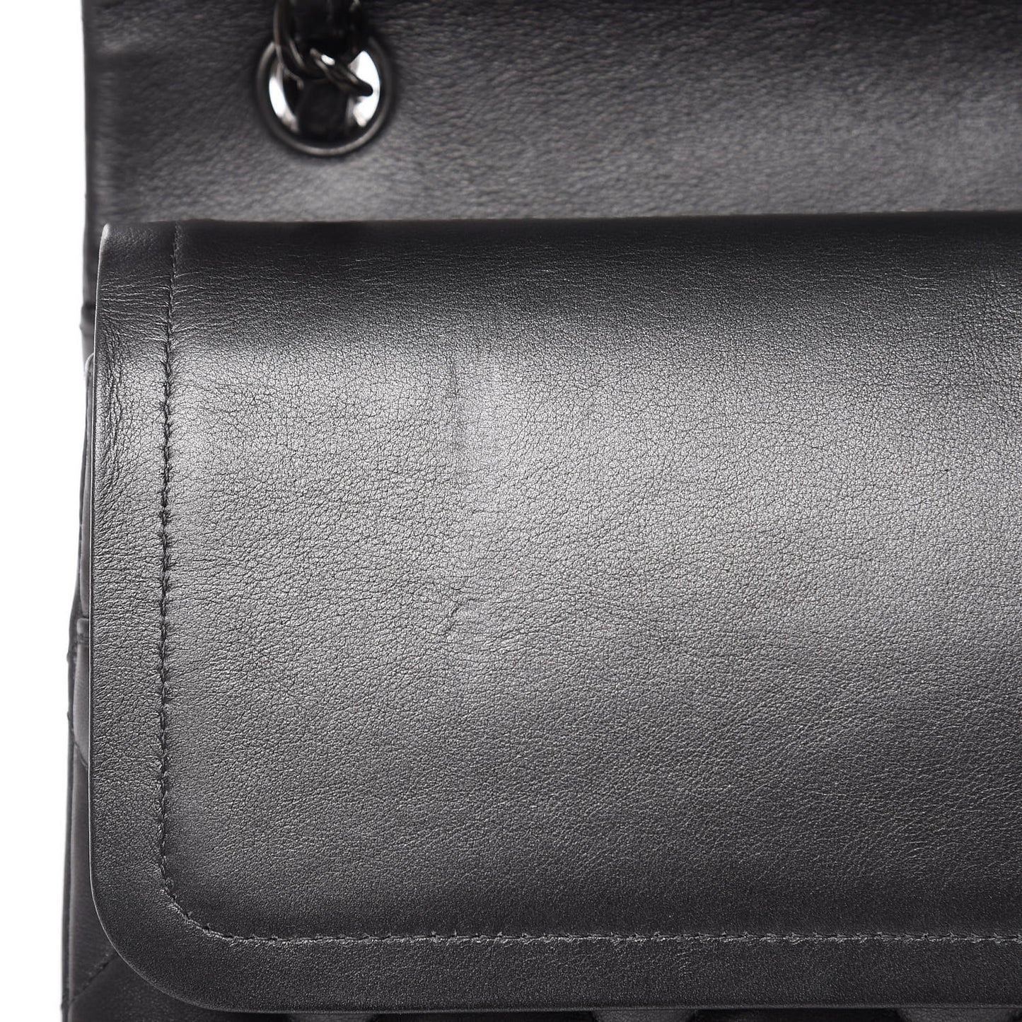 Metallic Lambskin Quilted Jumbo Double Flap Pewter