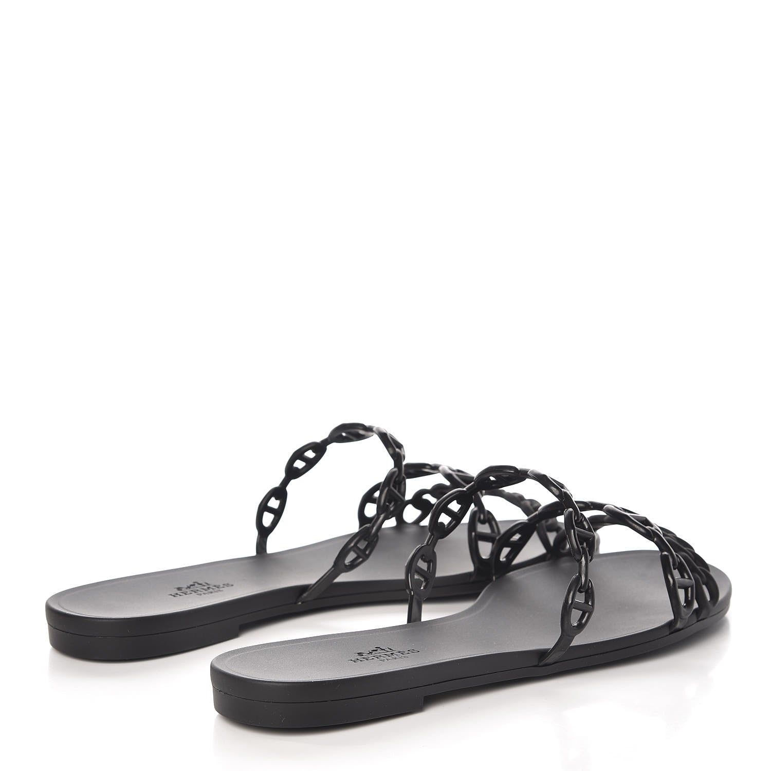 Hermes Rubber Chaine d'Ancre Rivage Sandals 39 Black 4 of 8