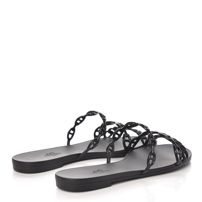 Hermes Rubber Chaine d'Ancre Rivage Sandals 39 Black 4 of 8