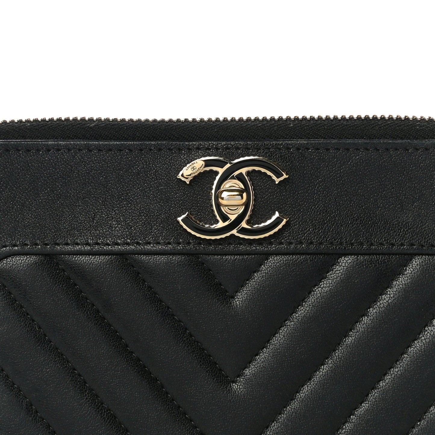 Sheepskin Chevron Quilted Mademoiselle Vintage Zip Around Wallet Black