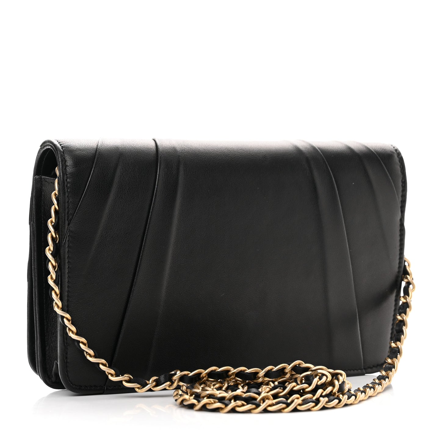 Lambskin Pyramid Wallet On Chain WOC Black