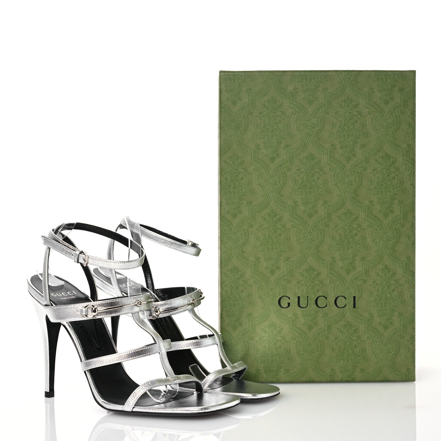 Gucci Nappa Silk High Heel Sandals 40 Argento 11 of 11