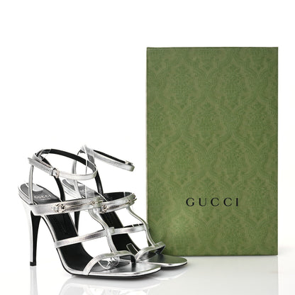 Gucci Nappa Silk High Heel Sandals 40 Argento 11 of 11