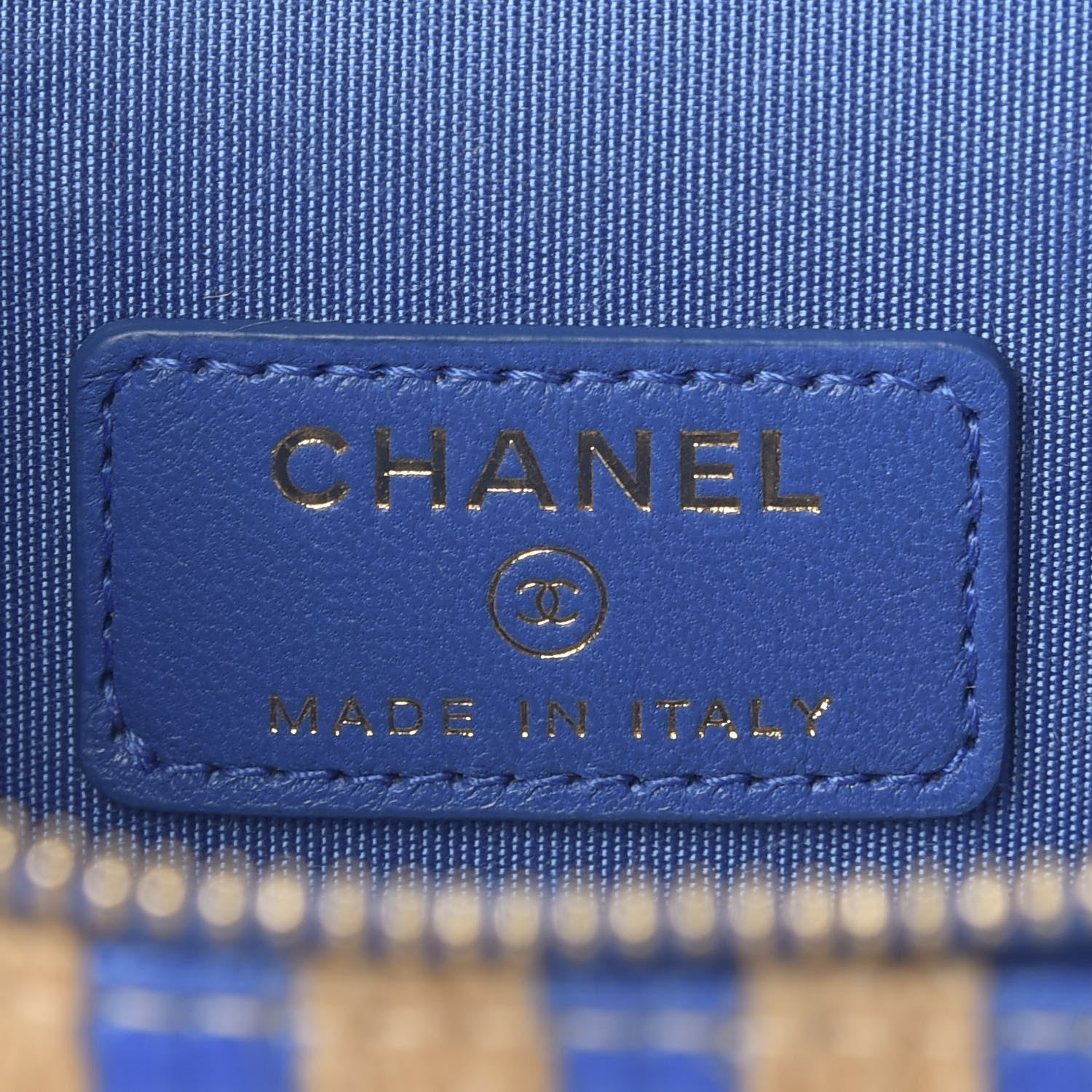 Chanel Raffia Jute Striped Mini Vanity Case With Chain Blue Beige 7 of 8