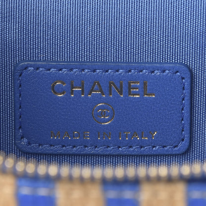 Chanel Raffia Jute Striped Mini Vanity Case With Chain Blue Beige 7 of 8
