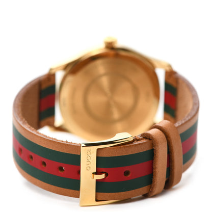 Gucci Stainless Steel Calfskin 38mm G-Timeless Stripe Web Quartz Watch Brown 3 of 4