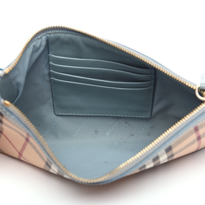 Burberry Haymarket Check Patent Small Peyton Crossbody Clutch Bag Celadon Blue 3 of 11