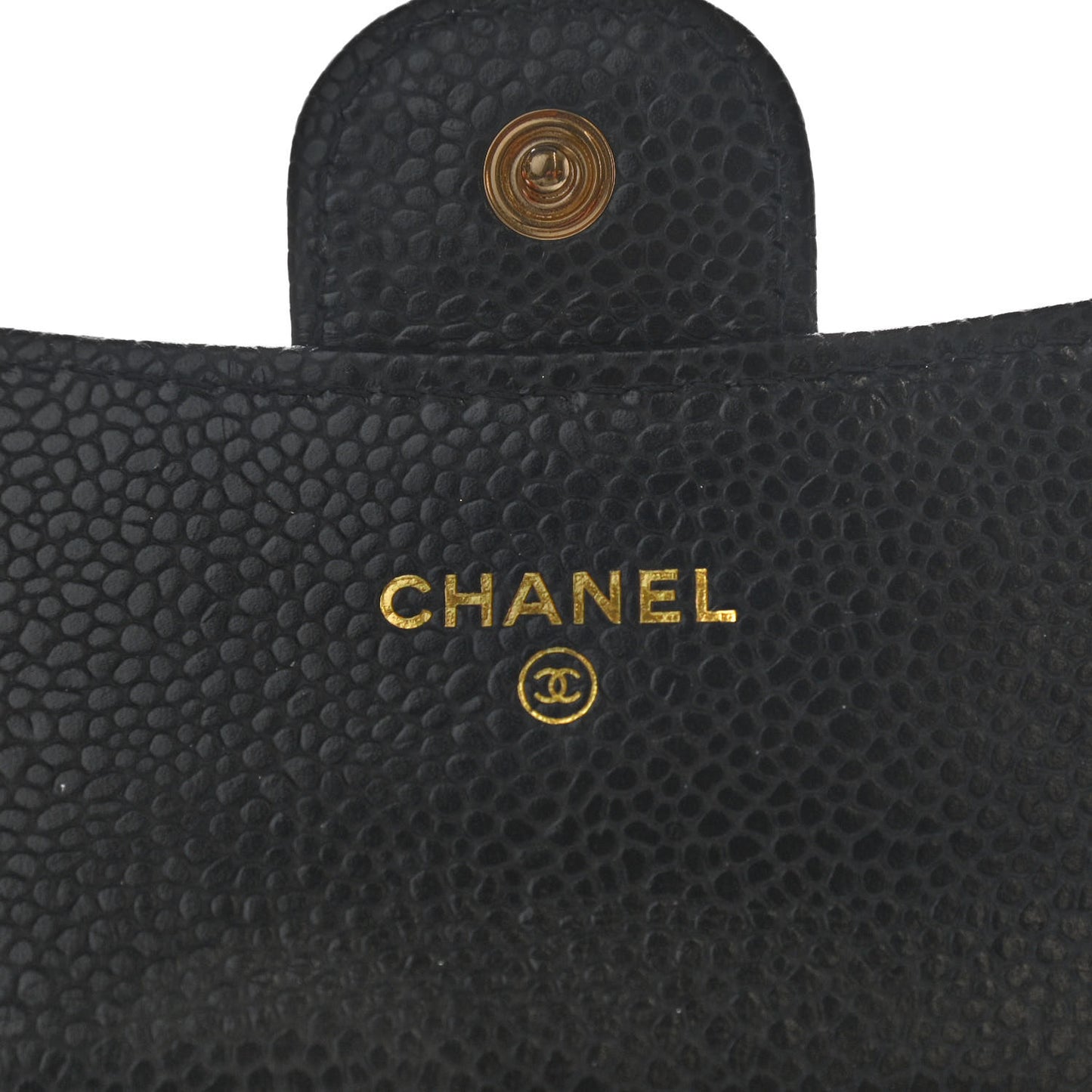 Caviar Quilted Flap Card Holder Wallet Black