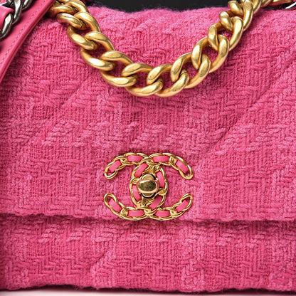 Chanel Tweed Quilted Medium 19 Flap Pink 9 of 10