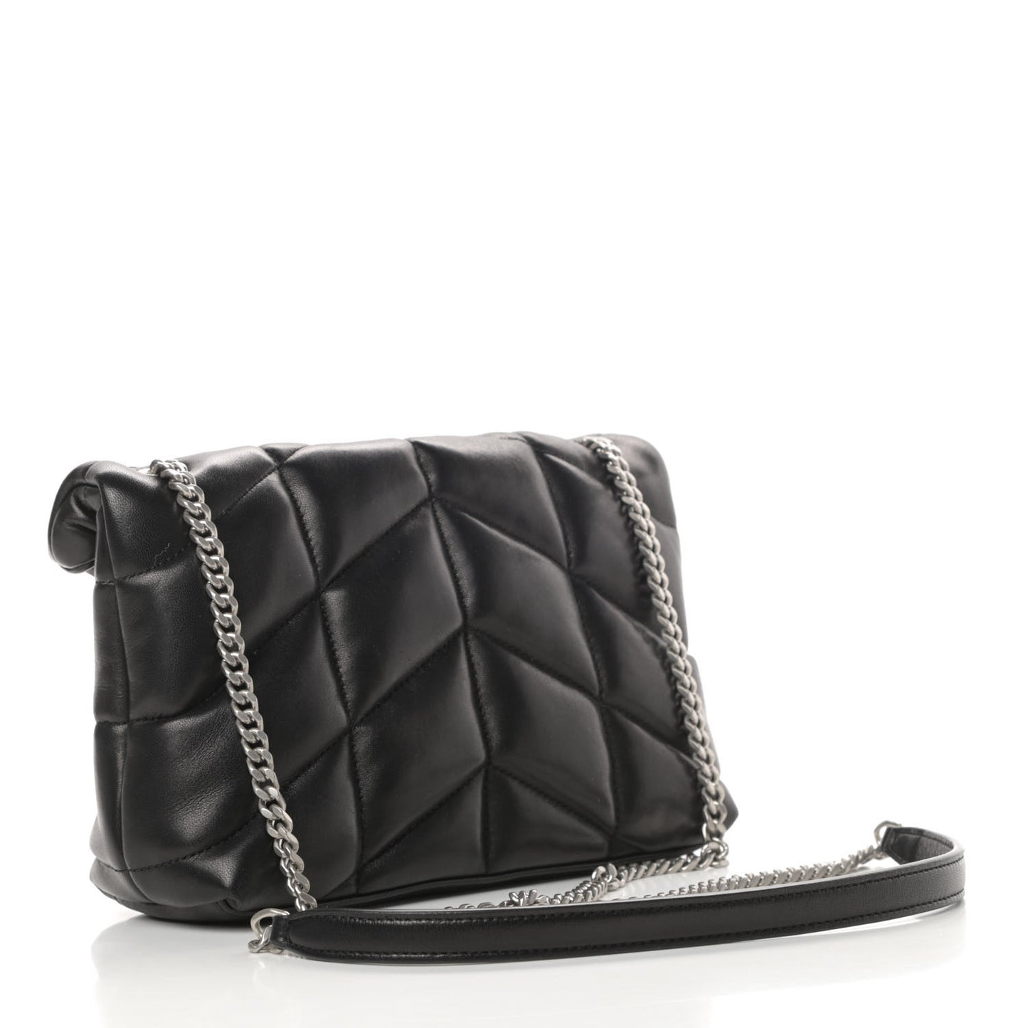 Lambskin Quilted Toy Loulou Puffer Monogram Chain Satchel Black