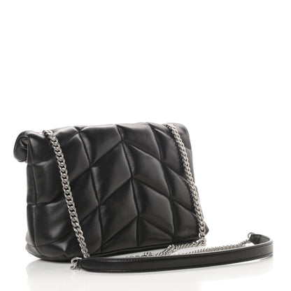 Saint Laurent Lambskin Quilted Toy Loulou Puffer Monogram Chain Satchel Black 3 of 11