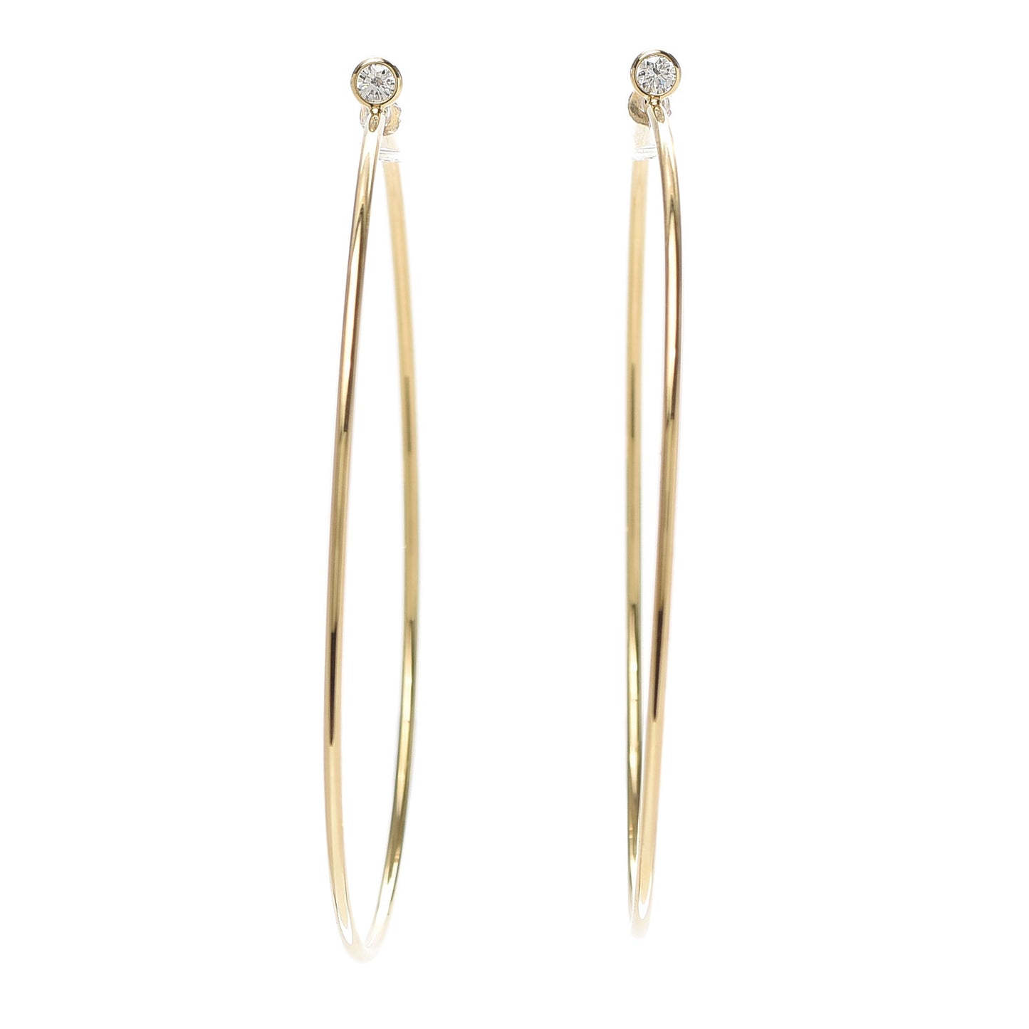 18K Yellow Gold Diamond Medium Elsa Peretti Hoop Earrings