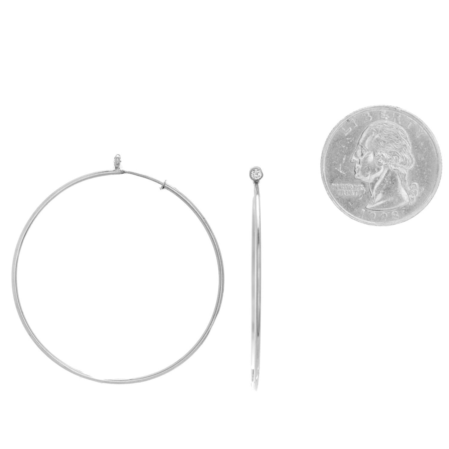 Sterling Silver Diamond Medium Elsa Peretti Hoop Earrings