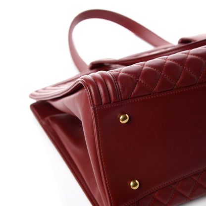 Chanel Lambskin Quilted Boy Shopping Tote Dark Red 13 of 13