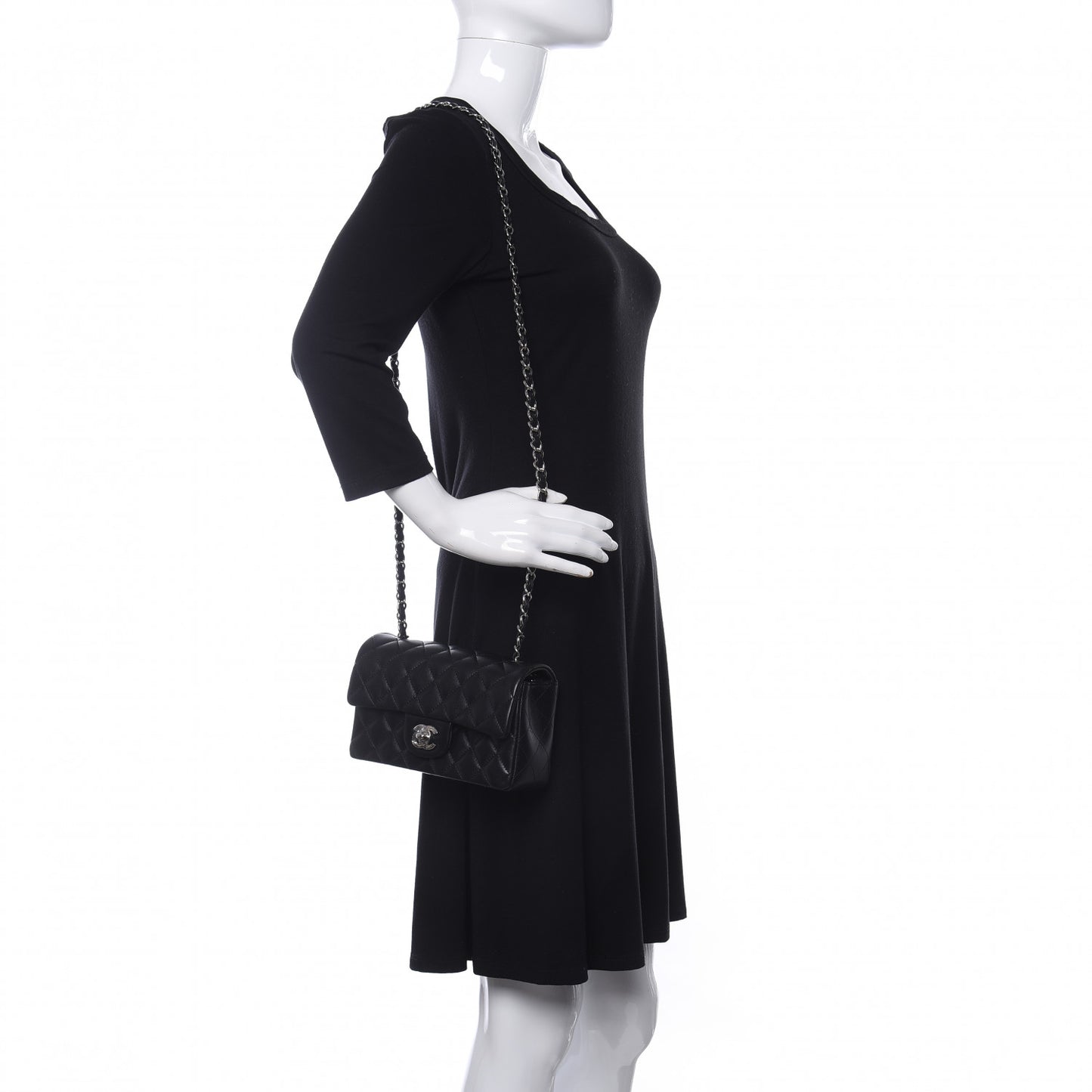 Lambskin Quilted Mini Rectangular Flap Black