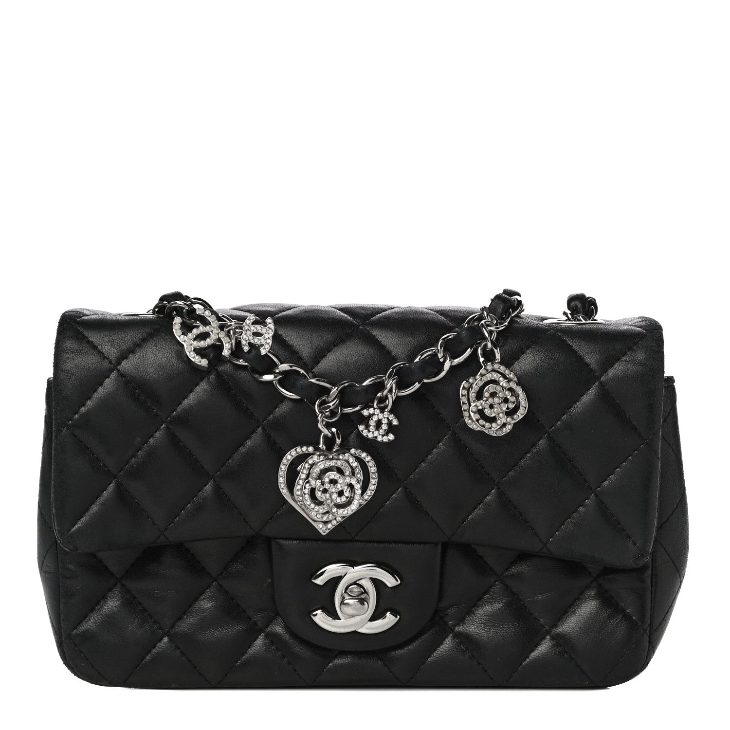 Chanel Lambskin Quilted Valentine Charms Mini Rectangular Flap Black 1 of 22