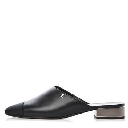 Chanel Lambskin Grosgrain Cap Toe CC Mules 40.5 Black 1 of 11