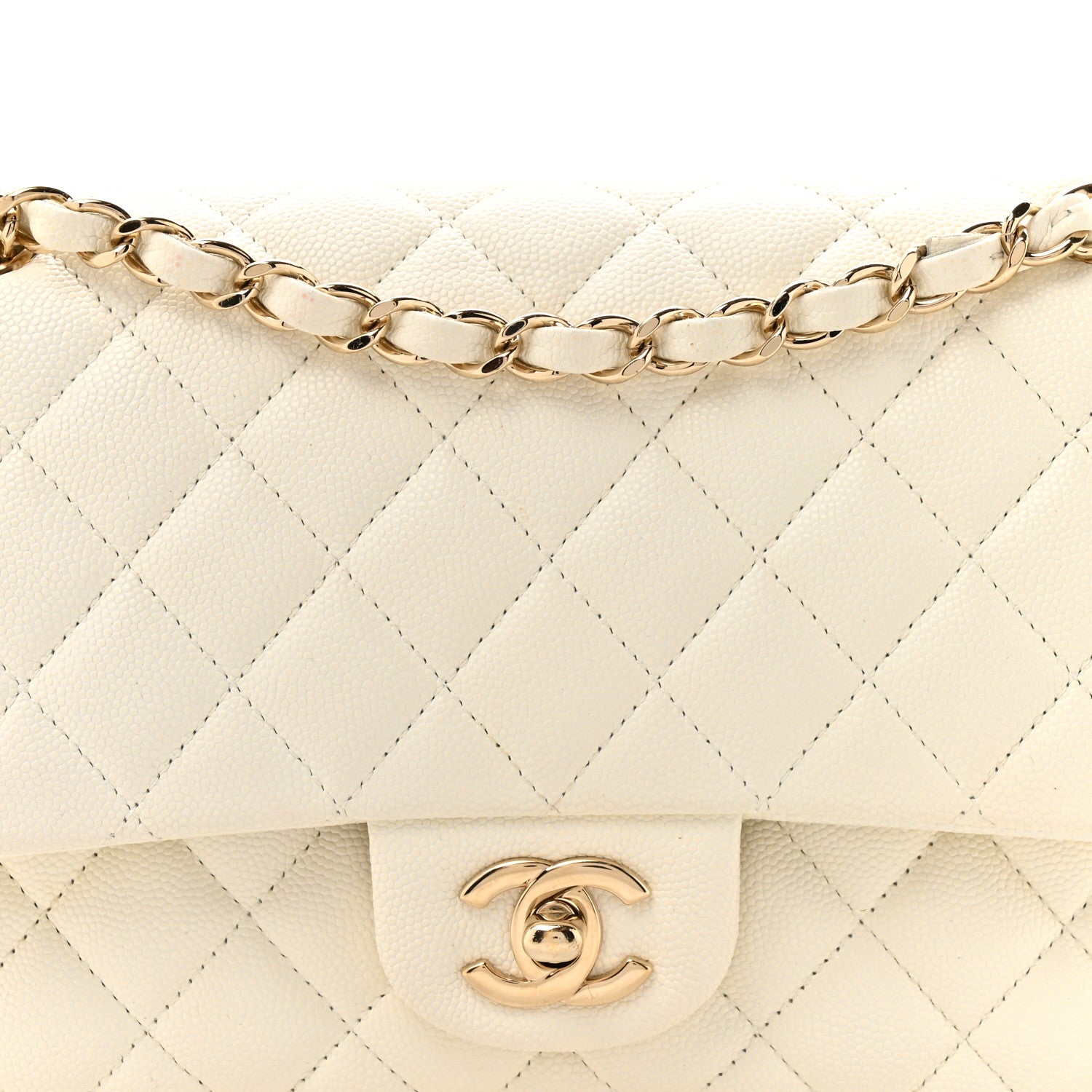 Chanel Caviar Quilted Medium Double Flap White 8 of 14