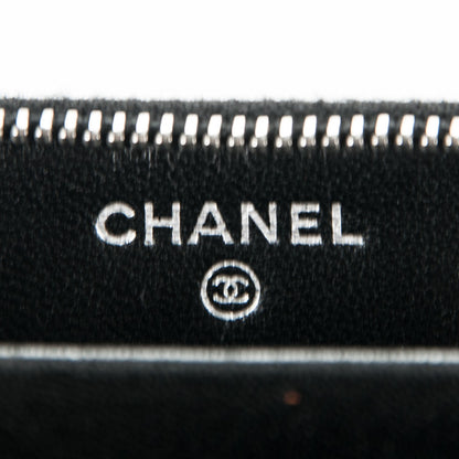 Chanel Lambskin Quilted Zip Around Card Holder Black 6 of 9