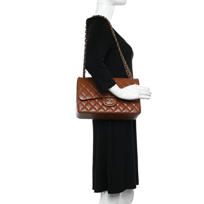 Chanel Caviar Quilted Jumbo Double Flap Light Brown 2 of 10