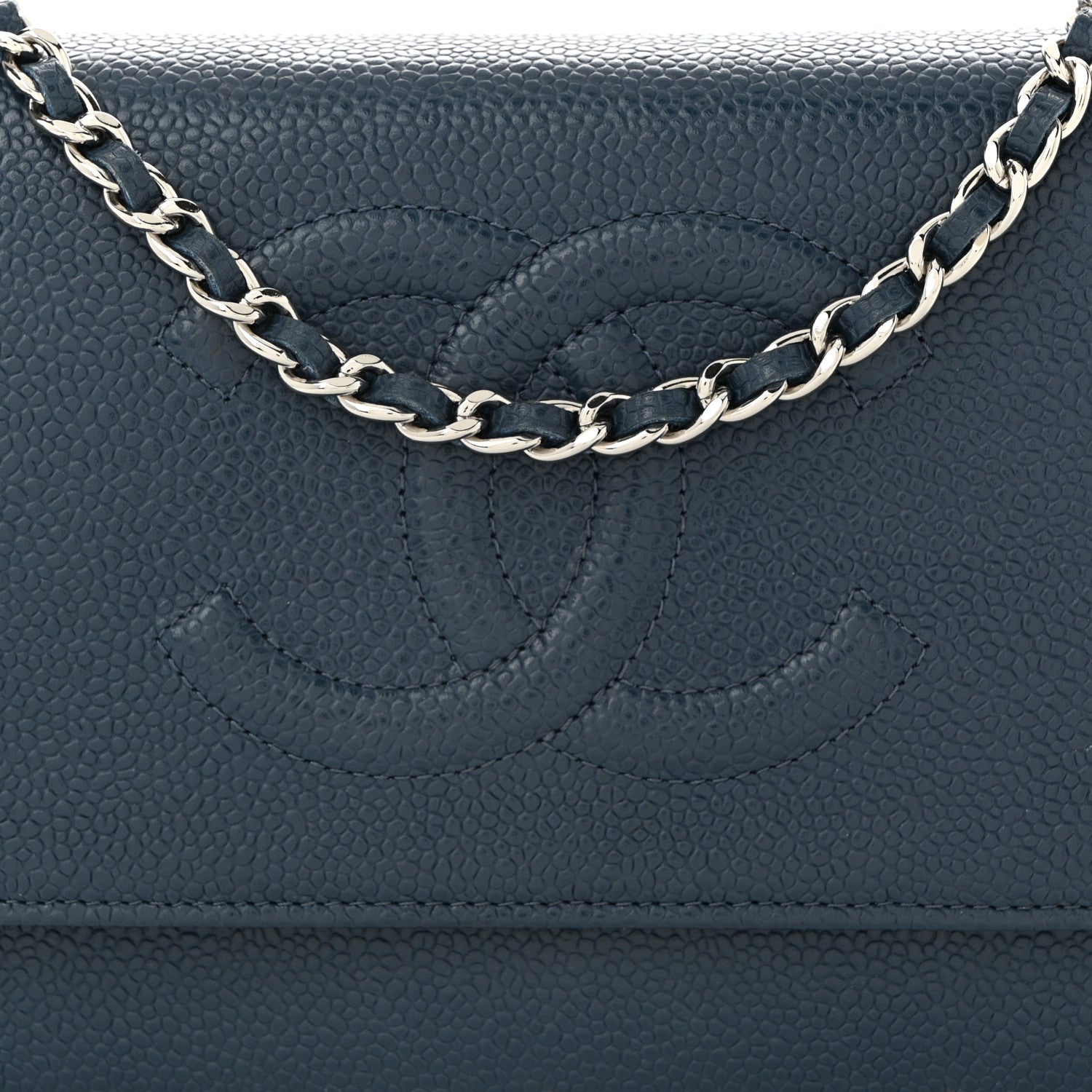 Chanel Caviar Timeless CC Wallet on Chain WOC Blue 9 of 11