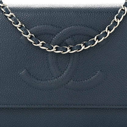 Chanel Caviar Timeless CC Wallet on Chain WOC Blue 9 of 11