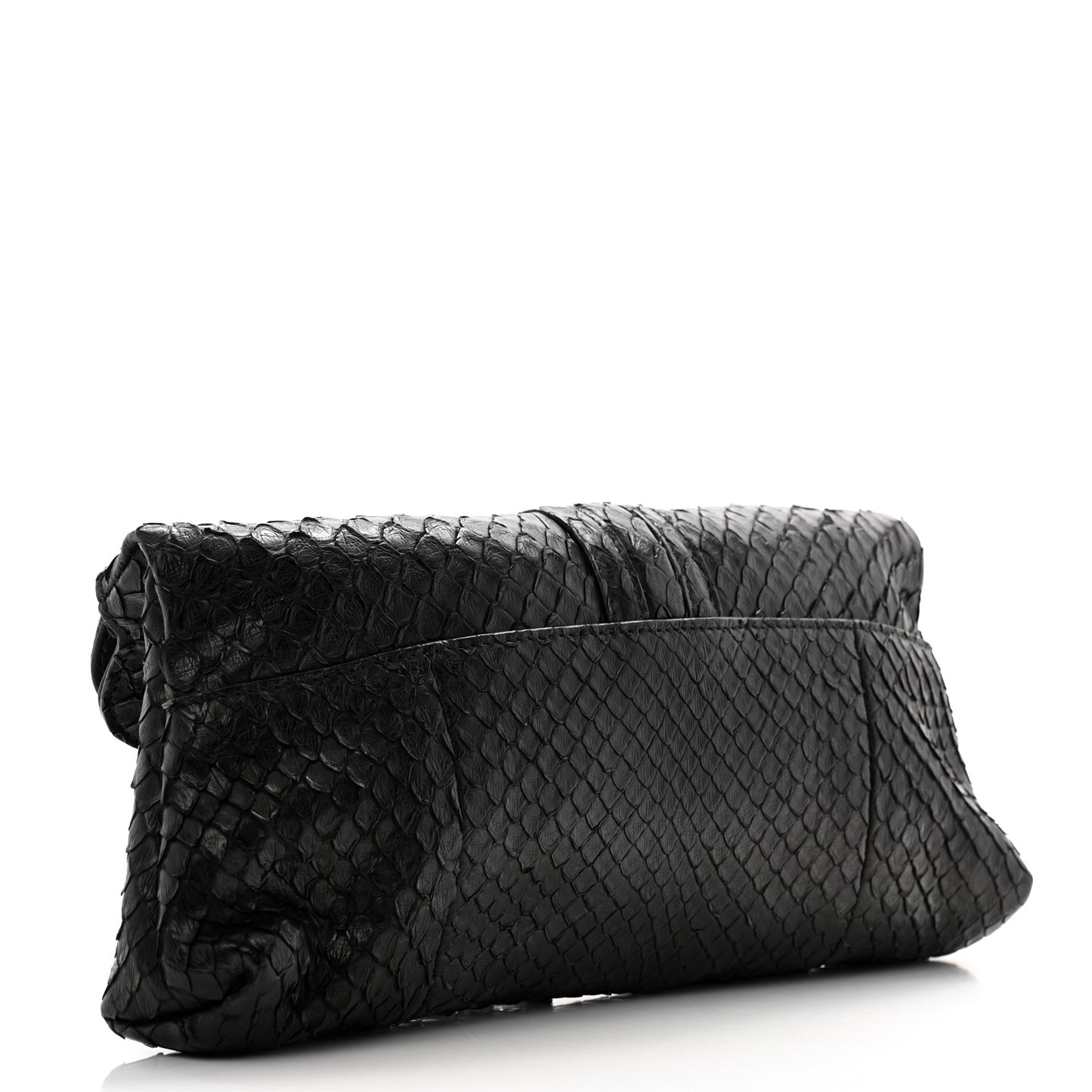 Snakeskin Bamboo Croisette Clutch Black